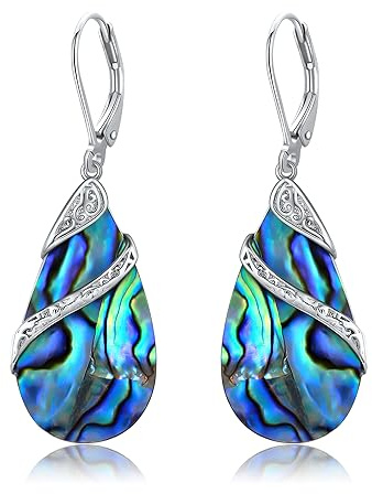 ONEFINITY Filigrane Ohrringe aus Abalone Muschel 925 Sterling Silber Filigrane Ohrringe aus Abalone Muschel Schmuck Geschenke für Damen