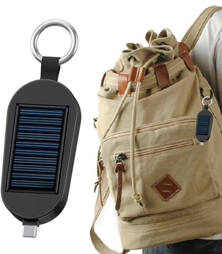 Solar Power Bank - Llavero Power Bank de 3000 mAh, llavero con enchufe | Power Bank portátil de energía solar tipo C con llavero, cargador de banco con carga para reloj inalámbrico