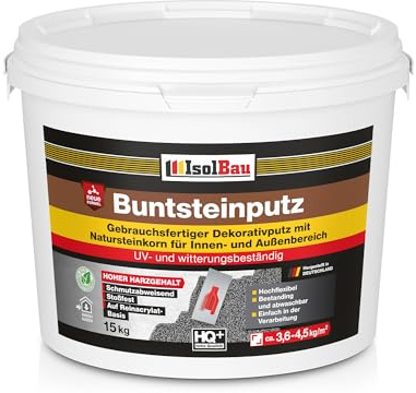 Isolbau BP90 Enduit de peinture pour extérieur et intérieur (graphite, anthracite) 15 kg – Enduit de décoration mosaïque résistant au gel, imperméable et résistant aux chocs