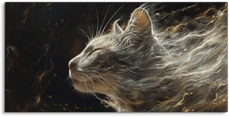 Paul Sinus Wandbild 120x60cm Weiße Katze Kunstvoll Kater Universum