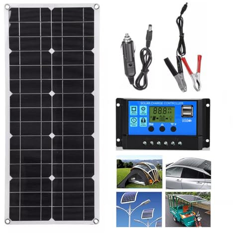 Kit De Panneau Solaire Flexible 100 W 200 W 300 W 400 W 500 W 600 W + ContrôLeur 40 A, Panneau Solaire Portable Pour Camping-Car/Toit/Bateau/Voiture/Camping, éTanche, Avec Deux Ports Usb,1x100W
