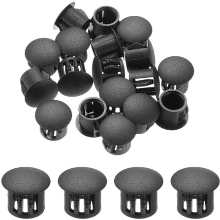 QUARKZMAN 32Pcs 10mm Noir Bouchon de Trou en Plastique, Bouchons de Trou de Panneau de Type Encastré Embouts d'Insertion pour Tubes de Trou de Verrouillage Armoire de Meubles