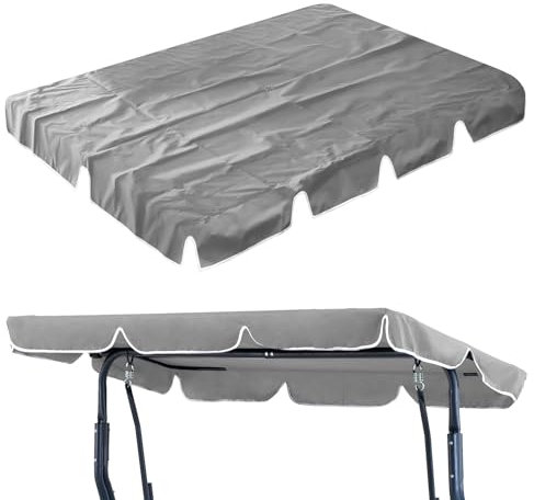 CPROSP Ersatzdach für Hollywoodschaukel (180 x 110 cm / 210 x 145 cm): Hochwertiges Sonnendach mit 2 Tunnelschlaufen, 100% 600D Oxford-Stoff, Gartenschaukel Bezug Wasserdicht und UV-Schutz Grau