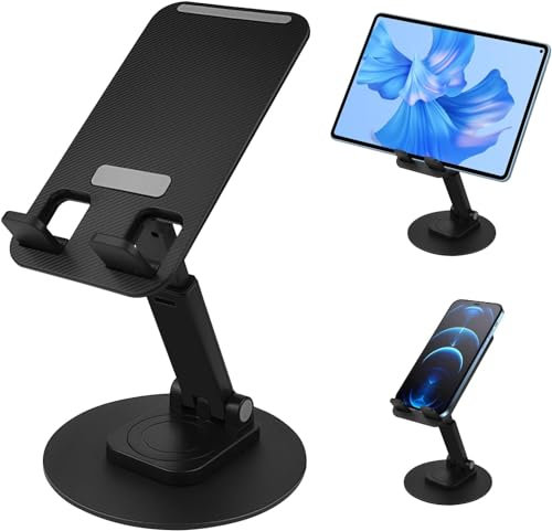 SQUADO Porta Cellulare da Tavolo, Pieghevole Porta Telefono, Supporto da Tavolo Regolabile per Cellulare con Base Girevole a 360° per Scrivania,Tablet (7-10 inch), Tutti i Telefoni Cellulari e tablet