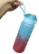 IOLOYU trinkflasche 1l wasserflasche mit strohhalm und zeitmarkierung schule sport flasche 1 liter groß water bottle plastik bpa frei wasser flasche auslaufsicher aesthetic drinking bottle(Blau + Rot)