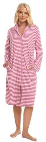 Suzy & Me Robe de Chambre Femme 100 % Coton avec Fermeture Éclair, framboise, 50-52