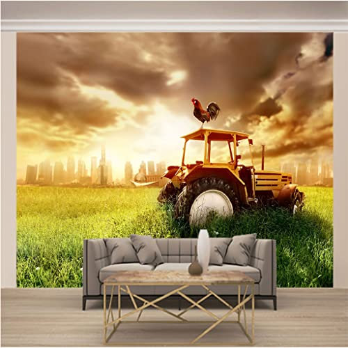 Fototapete 3D Effekt Bild Wandposter Fotoposter Wanddeko hintergrundbild wandbilder wandplakat vliestapete für TV Wohnzimmer Schlafzimmer xxxl 360 x 240cm(B x H) Traktor