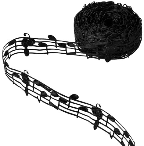10 Yards Hohle Musiknoten-Band, Notenschlüssel Deko Musik Note Ribbon Musiknotenband Kleidung Trim Zubehör für Handgefertigtes Handwerk Scrapbooking Geschenkverpackung Dekoration