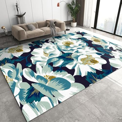 3D Pflanze Hinterlässt Blumen Kinder Jungen Teppich Dekoration Schlafzimmer Kinderzimmer Wohnzimmer,Modern rutschfest Flanell Kinderteppiche 40 X 60 cm -14836881338087