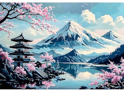 EOBROMD Diamond Painting Landschaft, 5D Diamant Painting Bilder für Erwachsene Berg Fuji, DIY Diamant Malerei Set für Wanddekoration 30x40 cm