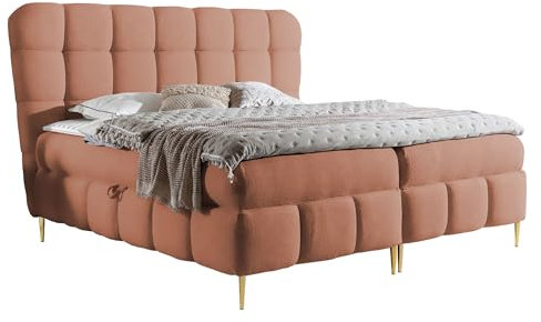 Mirjan24 Boxspringbett Linelo, Doppelbett mit 2 Bettkästen, Polsterkopfteil, Matratze und Topper, Bettgestell, Stilvoll Bett für Schlafzimmer, Polsterbett (120 x 200 cm, Freya 210.32)