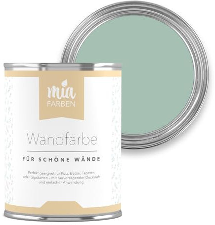 miafarben Wandfarbe für Wände & Tapeten 2,5L - sanfte, matte Farbtöne, hochdeckend (Mias Minze)