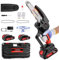 Mini Motosega a Batteria per Potatura con 2x3000mAh Batterie, 700W 6 Pollici Motosega Elettrica con 2 catene e blocco di sicurezza, Sega a Batteria per Potatura per il Taglio del Legno Giardini, rosso