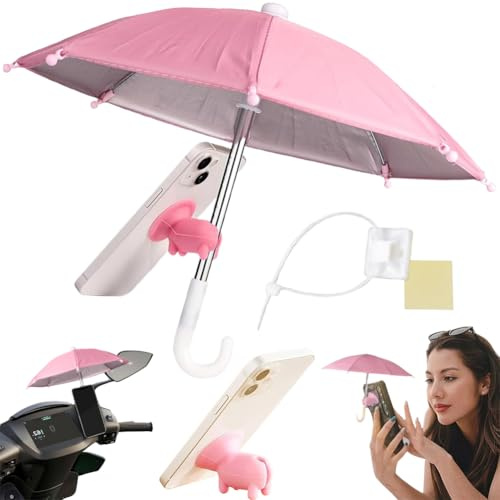 QWEPU mini regenschirm für handy, Halterung mit Saugnapf für Sonnenschirm, für Sonnenschirm Outdoor Telefon Sonnenblocker Handy-Schirm Abdeckung Auto Navigation Sonnenblende