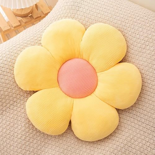 FSRONGXI Gelb Blumenkissen, Zierkissen, Niedliche Bodenkissen, Ästhetisches Preppy-Zimmerdeko-Kissen für Bett, Sofa, Stuhl 38cm (Gelb)