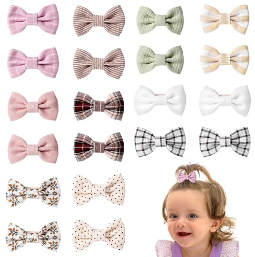 Hpmjz 20 Stück Baby Mädchen Haarschleifen Schleife bedeckt Haarklammer | Baby Haarspangen, mit voller 5 CM, Kinder Haarschmuck Schleife, Haarclips, Kleine Haarspangen, für Babys Feines Haar