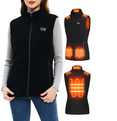 PYALT Heated Gilet for Women, Fleece heated vest with battery pack included 7.4V 16000mAh
