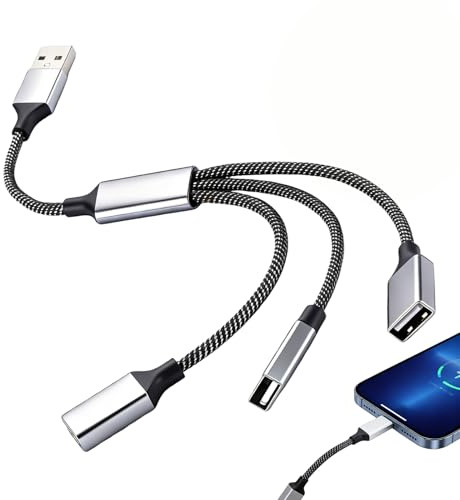 USB Splitter 3 Port, 1 in 3 Out Male to Three Female USB Extender Cord Adapter Multi-Function Charging Data Transfer USB Adapters for Laptop Mac Car Ps4 Ps5 Flash Drive Keyboard Mouse Printer