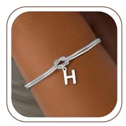 SLOONG Einschulung Geschenk - Armband mit Buchstaben für Frauen Mädchen | Vergoldet/Versilbert Knot Armband Hypoallergen Armbänder Geburtstagsgeschenk Geschenke für Frauen Mädchen Kinder Schmuck
