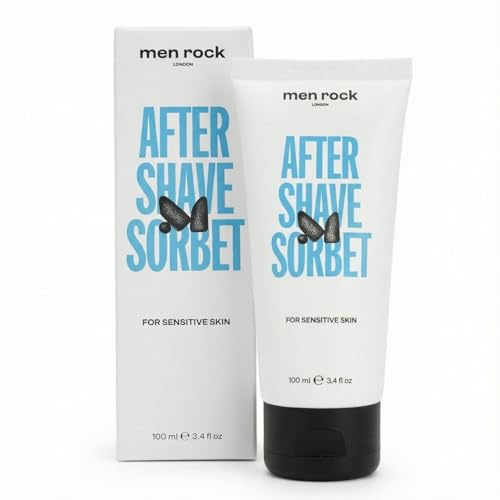 Men Rock Sensitive Aftershave Balsam für Männer & Frauen – Parfümfrei, beruhigt Rasurbrand, eingewachsene Haare & Hautirritationen – Schnell einziehend, mit Jojobaestern & Chelidonin, 100 ml
