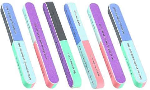 Nail File and Buffer Set - 7 Way (6 Pack) Professional Manicure Tools for Nail Shaping, Smoothing & Polishing, Cosmetic Nail Care Kit for Home and Salon Use