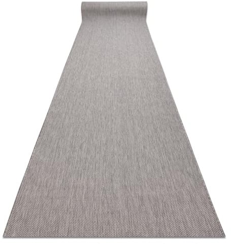 rugsx Teppichläufer SION Sisal Optik, flachgewebter Läufer, strapazierfähig & pflegeleicht, Indoor Outdoor, Küche Flur Balkon Terrasse, grau 120x600 cm