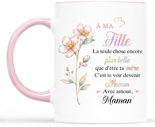 Cadeau Plus Mug Merci D'Être Ma Fille - Cadeau Mere Fille, Cadeau Femme Anniversaire, Mug Maman, Tasse Maman, Tasse Enfant (Modèle #2)
