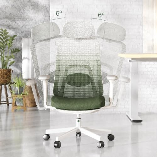 FLEXISPOT Balanso Ergonomischer Bürostuhl mit Dynamic Balance Mechanik und Fußstütze, Designer-Design, 3D Armlehnen, adaptiver Lendenstütze, 0-Formaldehyd Sitzkissen für Zuhause, Farbverlauf Grün