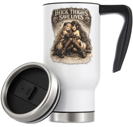 Playful Gothic Friends Embrace Together Vacuum Insulated Thermal Travel Coffee Mug 480ml White