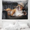 ABAKUHAUS Bulldogge Wandteppich, Humorvoll Hund Trinken aus Weiches Mikrofaser Stoff Waschbar ohne Verblassen Digitaldruck, 150 x 110 cm, Schwarz Braun