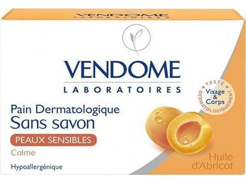 Vendome Pain Dermatologique Sans Savon Peaux Sensibles Calme à l?Huile d?Abricot 100g (lot de 6