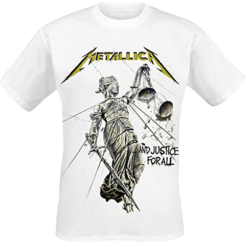 Générique Metallica Justice Homme T-Shirt Manches Courtes Blanc M 100% Coton Regular/Coupe Standard