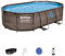 Bestway 56946 Piscine Power Steel™ Swim Vista ovale 488 x 305 x 107 cm motif rotin avec hublots, filtration à sable, échelle, bâche et diffuseur Chemconnect™