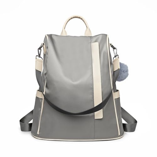 Miss Lulu Kleiner Rucksack für Damen, Diebstahlschutz, Nylon, für Damen, Kühlergrills, Reisen, Schwarz, Rot, Braun, Grau, Beige, grau, M, Tagesrucksack