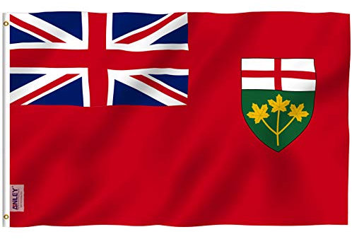 ANLEY Fly Breeze 3x5 Fuß Ontario Flagge - Lebendige Farbe und UV-Lichtechtheit - Kanadische Provinz Ontario Flaggen mit Messingösen 3 X 5 Ft