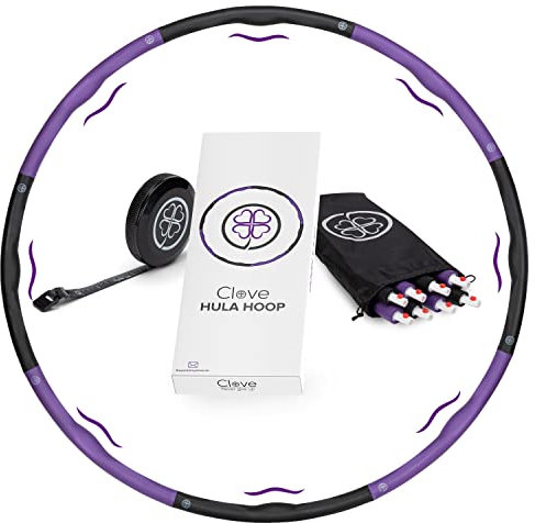 Clove ® Hula Hoop Reifen 1,2kg für Erwachsene zum Abnehmen inkl. Tasche & Maßband | Hula-Hoop mit Massage Noppen ideal für Gewichtsverlust/Bauchformung/Charminer Training/Schildkröt Sport