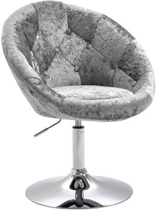 SVITA Havanna Cocktail-Sessel Lounge Clubsessel Drehsessel Samt-Optik glänzend Retro Barhocker Samt Silber