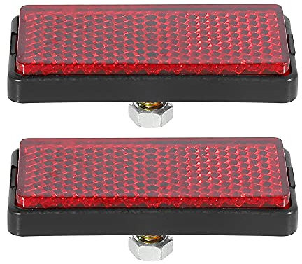 F FIERCE CYCLE Paar M6 * 1.0 Red Rectangle Universal Schraubmontage Reflektierender Warnreflektor für Motorrad Fahrrad 56mm Länge