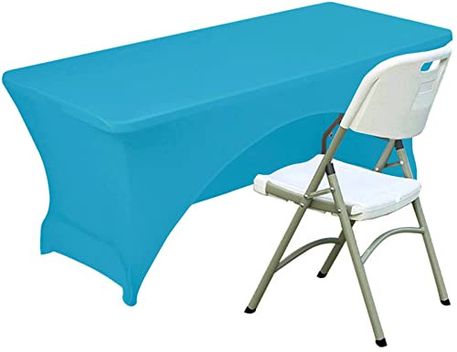 Spandex Tischdecke Polyester Tischdecke Stretch Tischdecke Tischdecke offene Rückseite – 244 cm, Türkis