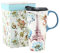 DUSVALLY Ceramic Mug Coffee Mug Porcelain Latte Tea Cup with Lid,Handle and Gift Box Latte Mug,17oz.Paris Tower