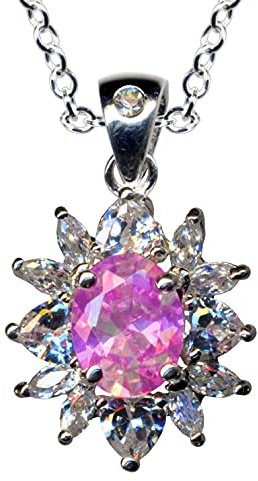 COLLIER/Silberkette + Silberanhänger mit Zirkonia/echt Sterling 925 Silber/Steinfarbe: klar weiss violett/Schmuck online kaufen / 54016