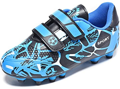 Mitudidi Fussballschuhe Kinder Fußballschuhe Jungen Mädchen Low Top Leicht Klettverschluss rutschfest Soccer Trainingsschuhe 32