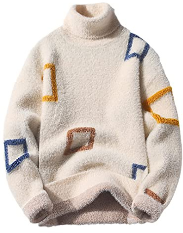 Pokem&Hent Pull à col roulé en cachemire épais pour homme - Pull d'hiver confortable pour homme
