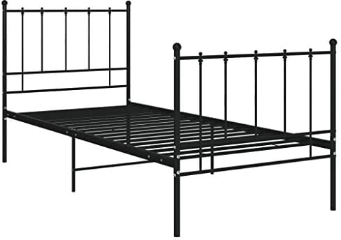 vidaXL Bett Metallbett Schlafzimmerbett Bettgestell Bettrahmen mit Lattenrost Schlafzimmermöbel Einzelbett Schlafzimmer Schwarz Metall 100x200cm