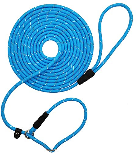 BTINESFUL 3 m / 4 m / 20 ft Anti-Choke Retrieverleine Hundeleine, reflektierend, 1/3 Zoll Seilleine Lange Trainingsleine für kleine mittelgroße Hunde, Blau