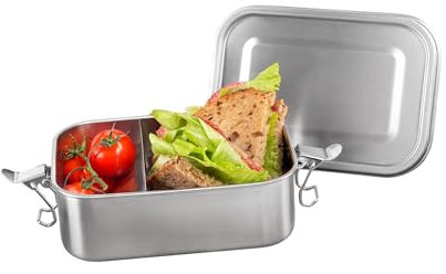 Generisch Premium Edelstahl Brotdose I 800 ml I Auslaufsicher inkl. Trennwand I umweldfreundlich und nachhaltig