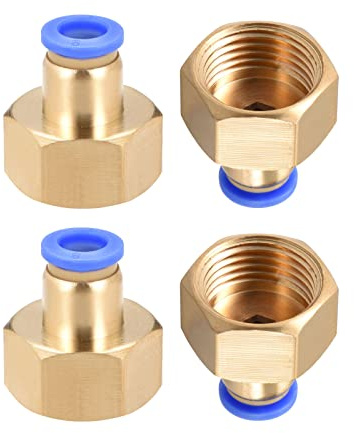 M METERXITY 4 Paquet G1/2 Femelle Pousser verrouilleront Raccord 8mm Or | Pousser à Connecter Raccords, Droit Union Adaptateur, Appliquer à Pneumatique Système