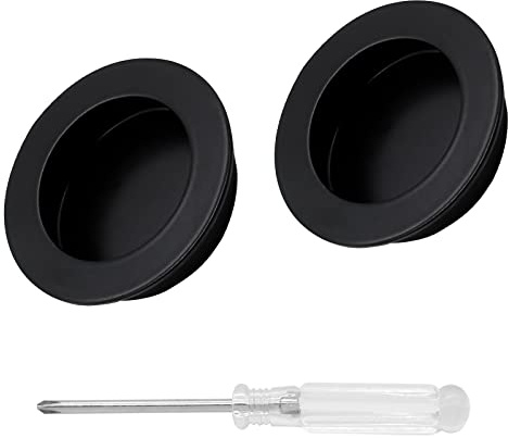 Biaungdo 2 Stück schwarze runde Schrankgriffe aus Edelstahl, Türgriffe, Schiebetürgriffe für Schrank, Schrank, Schublade, Kommode (60 mm Durchmesser)