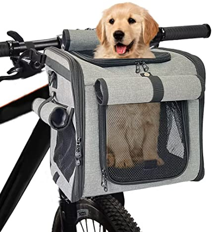 XXXLION Hunde-Fahrradkorb-Träger, Haustier-Fahrradträger-Rucksack mit Netzfenstern für kleine Hunde, Katzen und Welpen, einfache Sicherheit mit verstellbaren Riemen, Haltetasche für