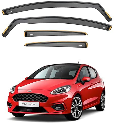 iSpeed Premium Wind Deflectors for Ford Fiesta mk8 5 Door Hatchback 2017-up 4pc - Keep Your Car Ventilated in Rain - Reduce Wind Turbulence - Tinted, In-Channel Type